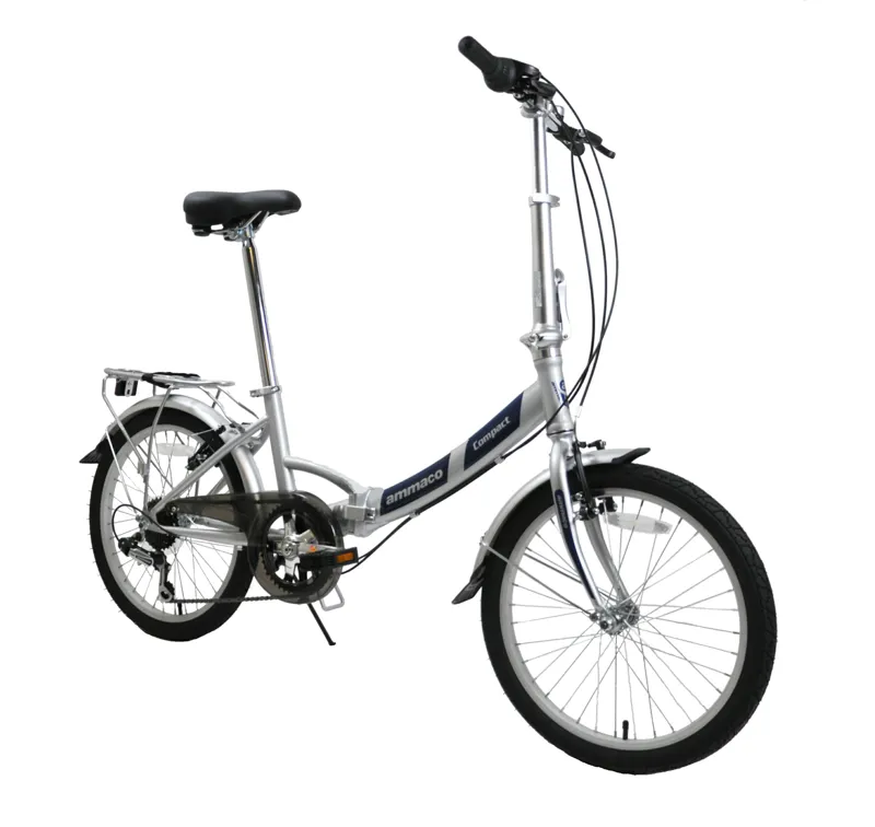 Ammaco Pakka Compact 20 Inch Wheel Folding Bike Silver