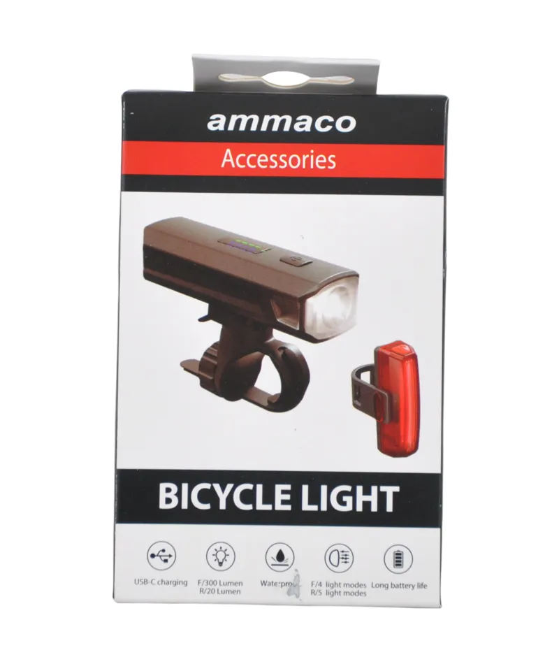 Ammaco LED Front + Rear Light Set-1