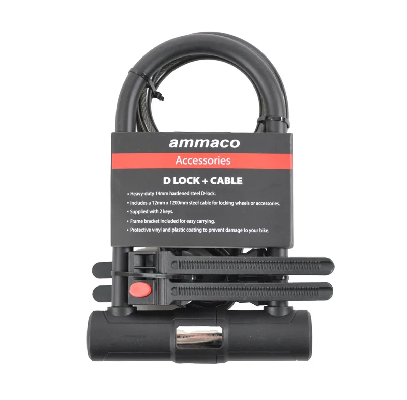 Ammaco 14mm D-Lock + 12mm x 1200mm Cable Black-3