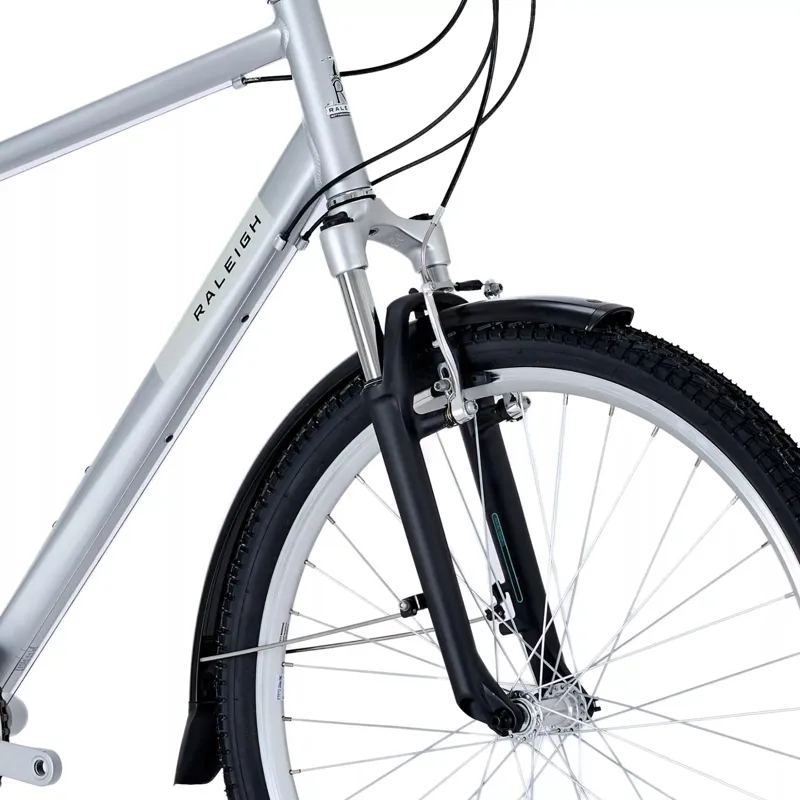 Raleigh Pioneer Trail 27.5 Commuter Hybrid Bike Silver/White-1
