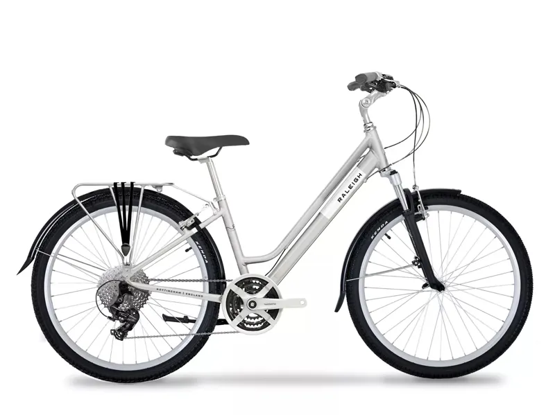 Raleigh Pioneer Trail 27.5 Commuter Hybrid Bike Silver/White
