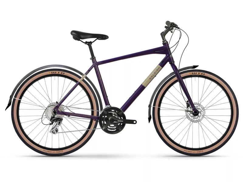 Raleigh Strada City 650B Commuter Hybrid Bike Purple/Gold Crossbar