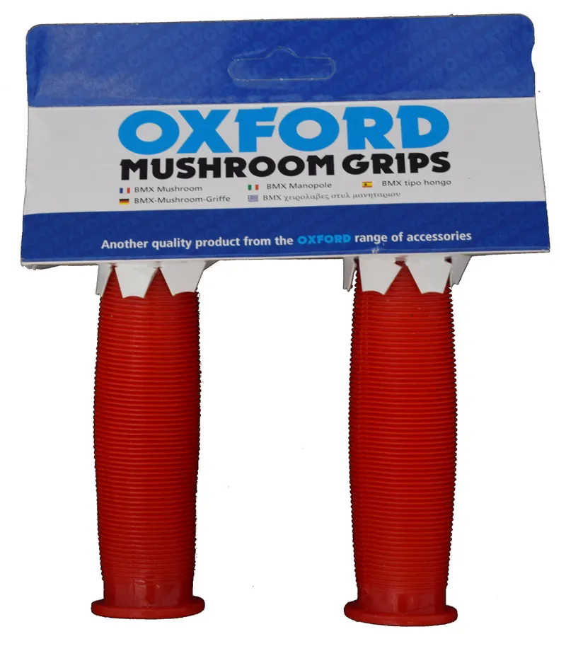 Oxford Mushroom Ribbed Handlebar Grips Red-3