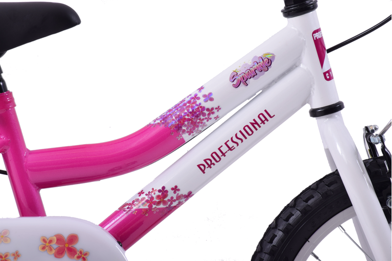 Professional Sparkle 16 Inch Wheel Kids Bike Pink and White-2